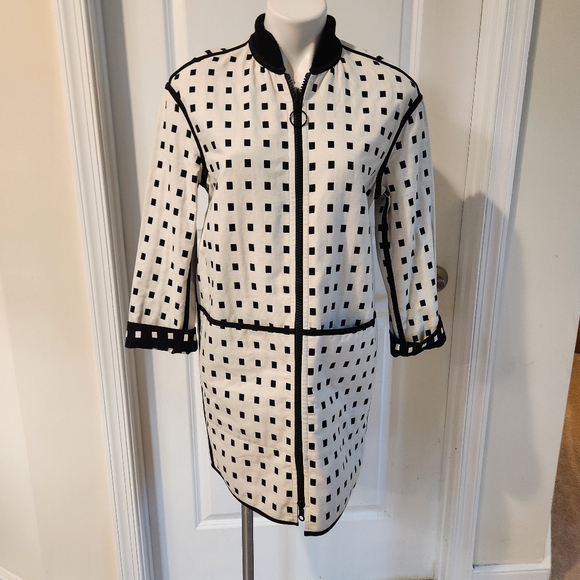 Akris Punto luxury square dots reversible coat/dress size 6 black white - Picture 2 of 15